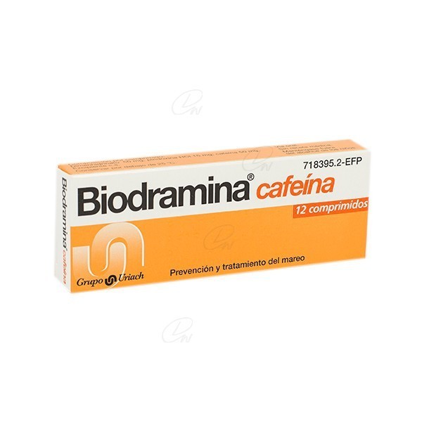 BIODRAMINA CAFEINA COMPRIMIDOS RECUBIERTOS, 12 comprimidos