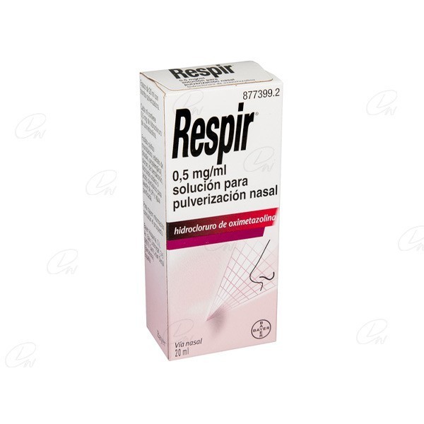 RESPIR 0,5 mg/ml SOLUCION PARA PULVERIZACION NASAL, 1 frasco de 20 ml (Frasco+bomba pulverizadora)
