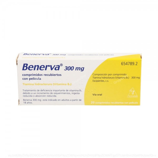 BENERVA 300 mg COMPRIMIDOS RECUBIERTOS CON PELICULA, 20 comprimidos