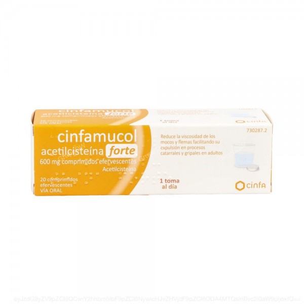CINFAMUCOL ACETILCISTEINA FORTE 600 mg COMPRIMIDOS EFERVESCENTES, 20 comprimidos