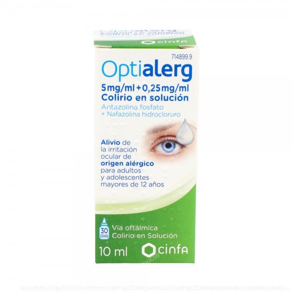 OPTIALERG 5 mg/ml + 0,25 mg/ml COLIRIO EN SOLUCION, 1 frasco de 10 ml