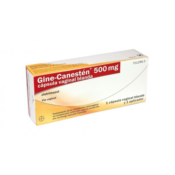 GINE-CANESTEN 500 mg CAPSULA VAGINAL BLANDA, 1 capsula vaginal blanda + 1 aplicador