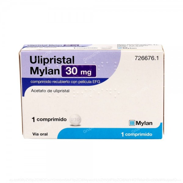 ULIPRISTAL MYLAN 30 mg COMPRIMIDO RECUBIERTO CON PELICULA EFG, 1 comprimido