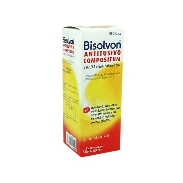 BISOLVON ANTITUSIVO COMPOSITUM 3 mg/ml + 1,5 mg/ml SOLUCION ORAL, 1 frasco de 200 ml