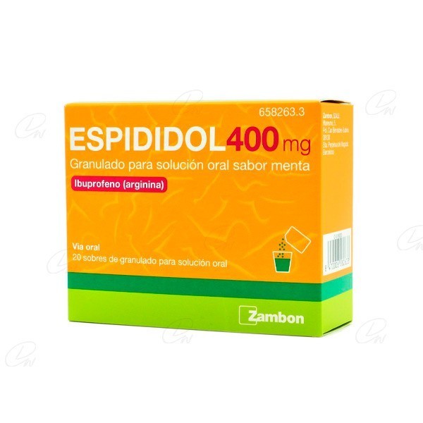 ESPIDIDOL 400 mg GRANULADO PARA SOLUCION ORAL SABOR MENTA, 20 sobres
