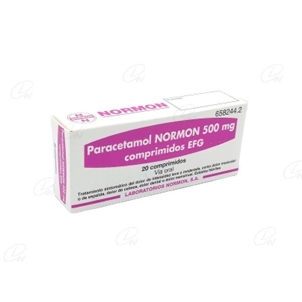 PARACETAMOL NORMON 500 mg COMPRIMIDOS EFG, 20 comprimidos