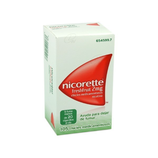 NICORETTE FRESHFRUIT 2 mg CHICLES MEDICAMENTOSOS, 105 chicles