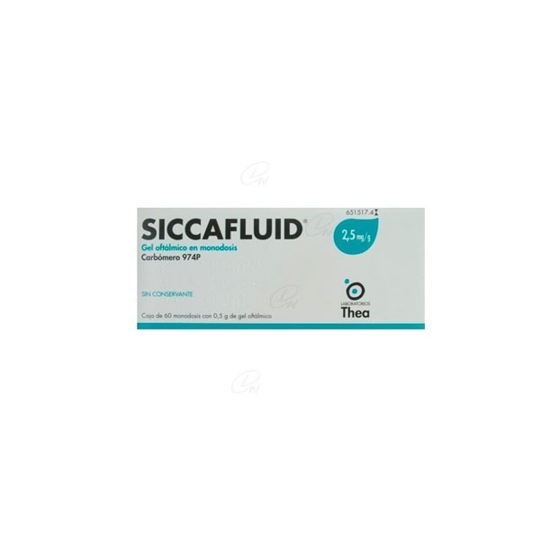 SICCAFLUID 2,5 mg/g GEL OFTALMICO EN UNIDOSIS, 60 envases unidosis de 0,5 g