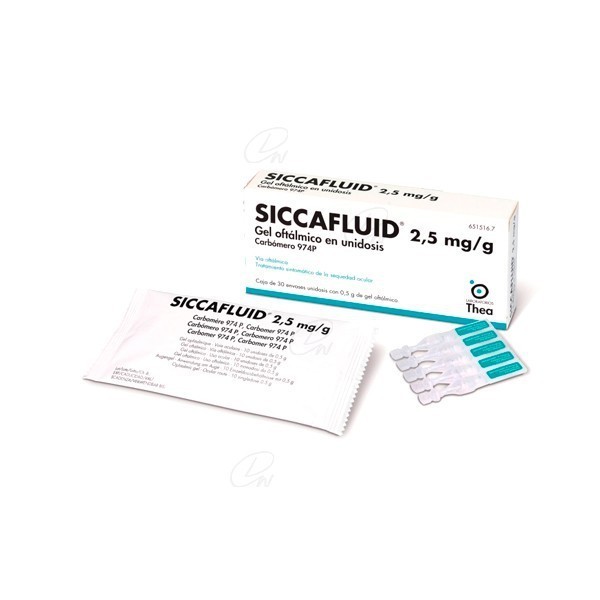 SICCAFLUID 2,5 mg/g GEL OFTALMICO EN UNIDOSIS, 30 envases unidosis de 0,5 g