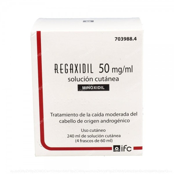 REGAXIDIL 50 mg/ml SOLUCION CUTANEA, 4 frascos de 60 ml