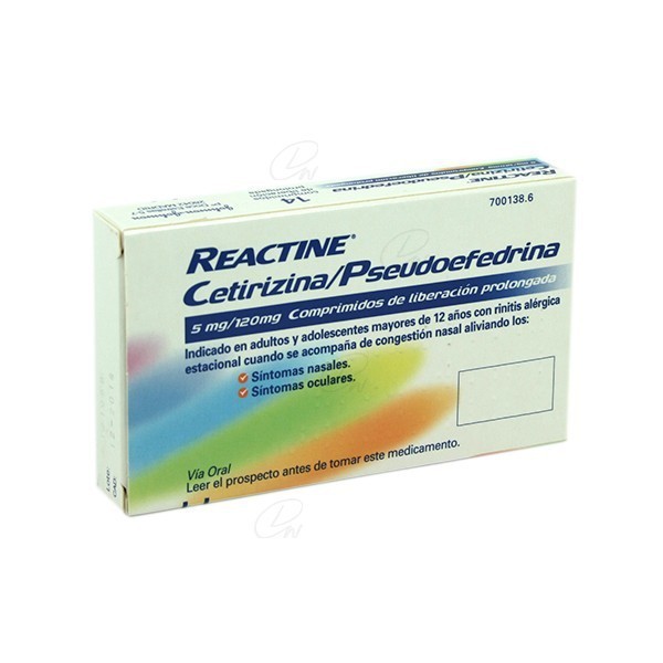 REACTINE CETIRIZINA/PSEUDOEFEDRINA...
