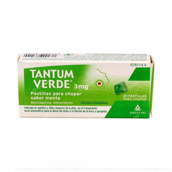 TANTUM VERDE 3 mg PASTILLAS PARA CHUPAR SABOR MENTA, 20 pastillas