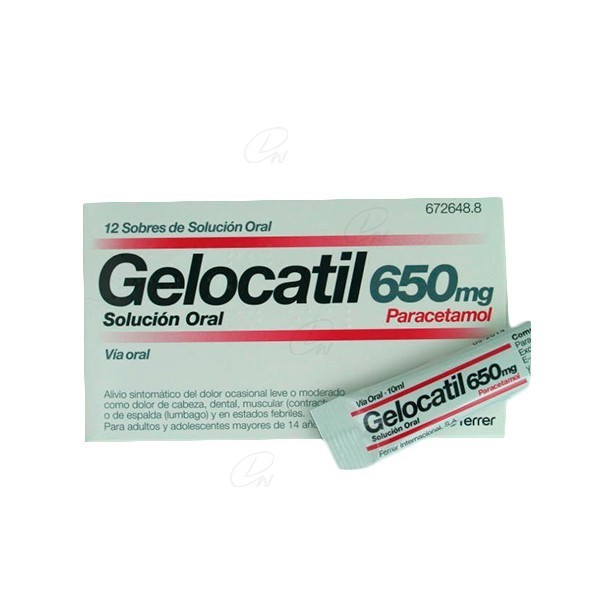 GELOCATIL 650 mg SOLUCION ORAL, 12...