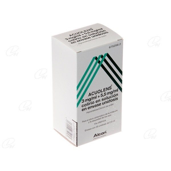 ACUOLENS 3 mg/ml + 5,5 mg/ml COLIRIO EN SOLUCION EN ENVASE UNIDOSIS, 30 envases unidosis de 0,5 ml