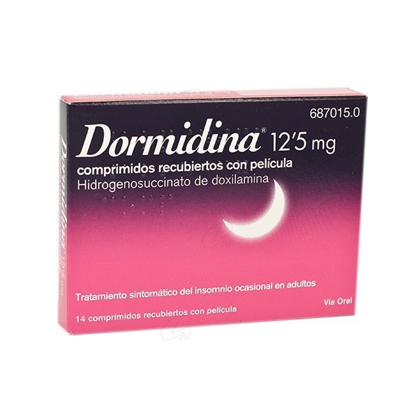 DORMIDINA DOXILAMINA 12,5 mg COMPRIMIDOS RECUBIERTOS CON PELICULA, 14 comprimidos