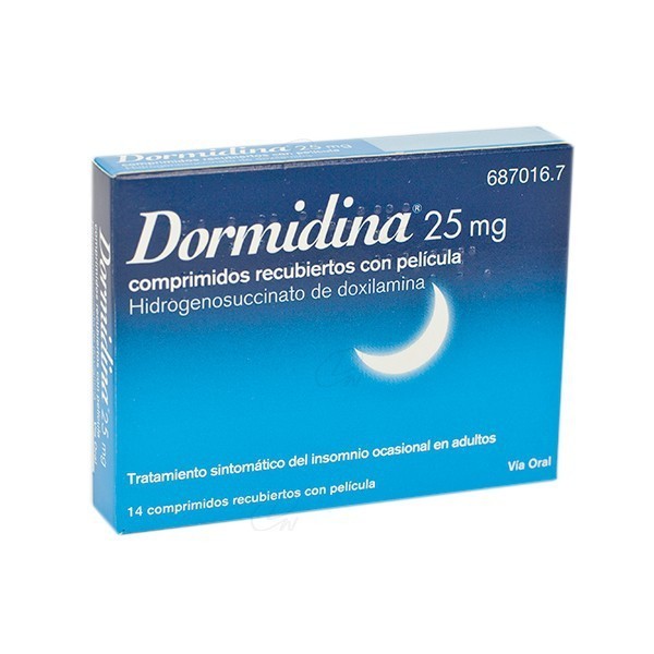 DORMIDINA DOXILAMINA 25 mg COMPRIMIDOS RECUBIERTOS CON PELICULA, 14 comprimidos