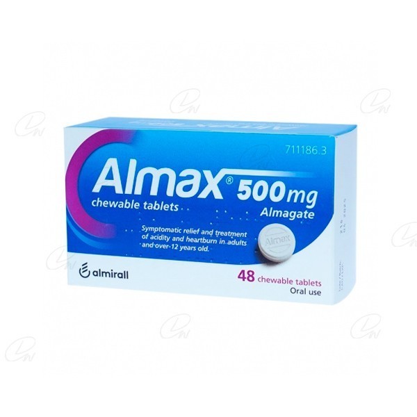 ALMAX 500 mg COMPRIMIDOS MASTICABLES, 48 comprimidos